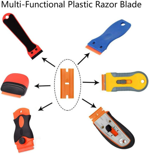 100 EHDIS Plastic Razor Blades PCS Double Edged Blade for Safety Glass Scraper and Plastic Razor Scraper Tool to Remove