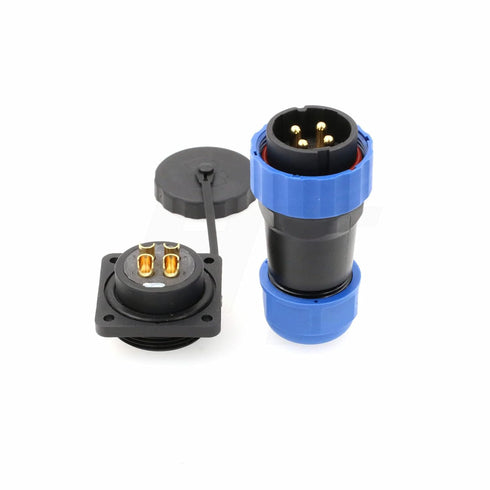 HangTon HE29 4 Pin Connector Industrial Waterproof IP68 Circular Plastic Male Female Wire Plug Panel Socket, High Power