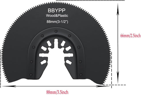 7pcs Semi Circular Oscillating Saw Blades for Cutting Wood Plastic Soft Metal, 3-1/2 Inch (88mm) Oscillating Multitool Quick Release Saw Blades Fit Most of Oscillating Tool