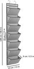 Wall Mounted File Holder - Over Door Hanging Mail Organizer for Papers, Magazines, and Books (7 POCKETS-GREY)