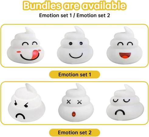 Karlak 3 Pack 3 Cute Poop LED Touch Night Emotion Night Lamp for Kids Toddler Baby Nursery Brightness Adjustable