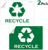 IGNIXIA Recycle Sign Decals Pack of 02 - Self Adhesive Recycling Stickers 10 x 7 Inches for Trash Can (Green & White)