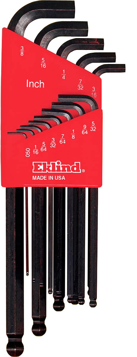 Eklind Tool 13113 Stubby-Ball-Hex-L Key Allen Wrench Set 13pc SAE Inch Sizes .050-3/8 Long