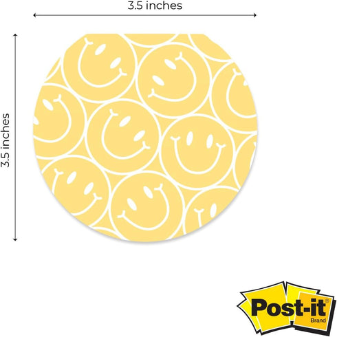 Gotcha Covered Smiley Face Sticky Note Pad Assortment - Set of 3 Round Flat Top Happy Note Pads, 3.5" Retro Rainbow, 50