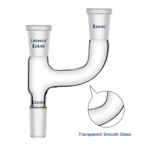 Borosilicate Glass 3 Way Claisen Distillation Adapter with 24/40 Joints, Chemistry Apparatus Lab Glassware