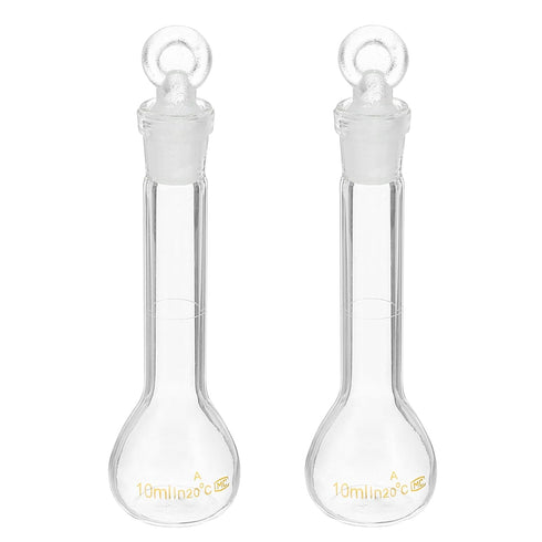 PATIKIL 10ml Volumetric Flask, 2Pcs 3.3 Borosilicate Glass Graduated Flask with Glass Stopper for Lab Experiment
