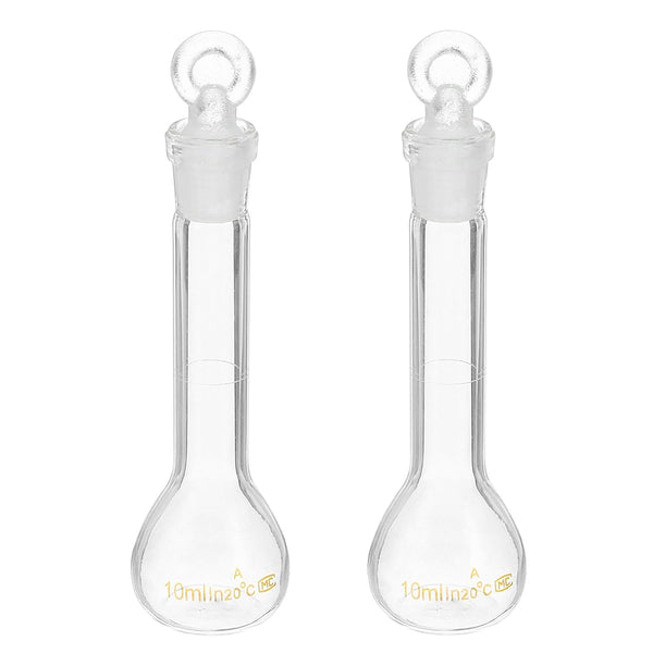 PATIKIL 10ml Volumetric Flask, 2Pcs 3.3 Borosilicate Glass Graduated Flask with Glass Stopper for Lab Experiment