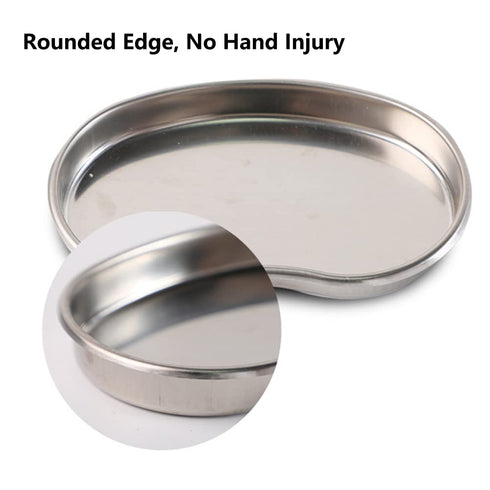Kidney Shaped Stainless Steel Tray, Safety Rimmed Curved Tray for Dental Lab Instruments Surgical Trays