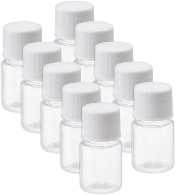 uxcell 10pcs Plastic Lab Chemical Reagent Bottle, 5ml/0.17oz Wide Mouth Sealing Liquid Storage Container