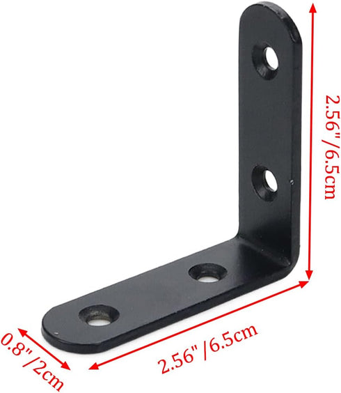 Corner Brace 2.56" x 2.56" L Brackets Black Right Angle Bracket 90 Degree Bracket -4pcs