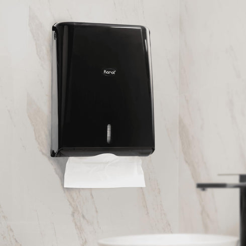 Commercial 10.83"x4.53"x14.65" 1 JSD-3300B-2 Karat Black Multi-Fold Paper Towel Dispenser - Wall Mount, Touchless