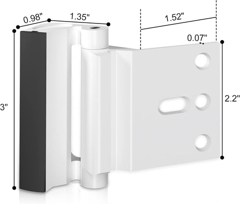 2Pack 800lbs Door Reinforcement Lock Withstands of Force - White Extra Proof Door Lock for Kids Safety Drilling