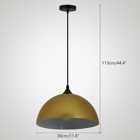 2-Pack 11.8" E26 Tomshine Gold Pendant Lights Kitchen Island, Brushed Brass Dome Hanging Lamps with White Interior