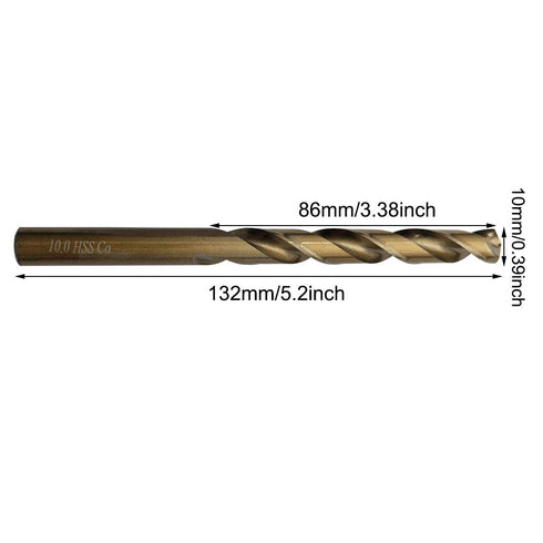 5Pcs M35 Cobalt Drill Bits 10mm HSS Twist Jobber with Straight Round Shank for Drilling Hard Metal, Stainless Steel,
