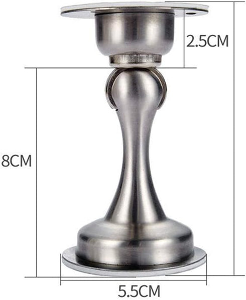 Magnetic Door Stopper - Stainless Steel Door Catch with Double-Sided Adhesive Tape, No Need to Drill (Silver-1 Pack)