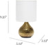 Simple Designs LT2073-GDW Mini Hammered Texture Gold Drip Table Lamp with White Shade