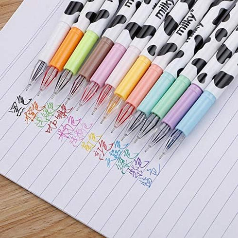 sencoo 12 Pack Colorful Cute Diamond Gel Pens, Candy Color Milky Cow Pens Set for Writing Kawaii Stationery
