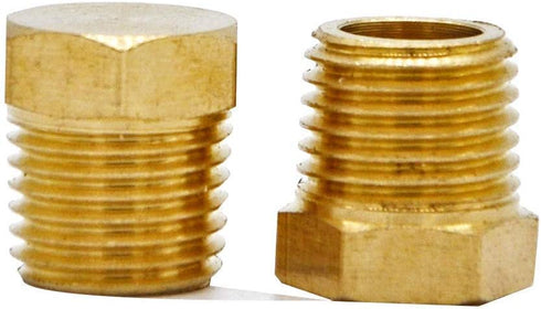 YOUHO 1/4" Npt Adapter for Pipe Fittings - Brass Pipe Fitting Hex Head Plug with Thread (3 Packs)