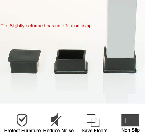 50mm 30mm 4pcs uxcell Rubber Rectangle Chair Leg Caps End Pad Feet Cover Furniture Slider Floor Protector x Black