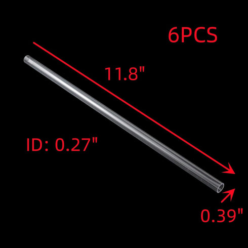 10mm OD Clear Rigid Tubing Plastic Test Tubes 7mm ID, 300mm Length, Pack of 6 by Oedema