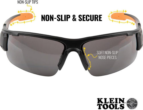 Klein Tools 60162 Safety Glasses, Professional Protective Eyewear, Semi Frame, Scratch Resistant, Anti-Fog, Gray