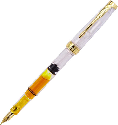 Lanxivi Yongsheng 3011 Demonstrator Clear Classical Fountain Pen, Fine Nib, Piston Filling System, Set of 4