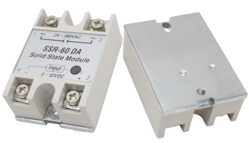 SSR-60DA 3PCS: Input 3-32V DC to Output 24-380V AC Single Phase Solid State Relay 60A