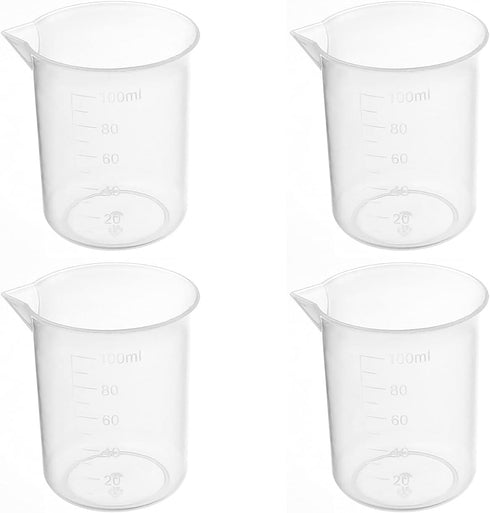 Othmro Measuring Cups 100ml/3.38oz, PP Plastic Graduated Beaker for Lab Kitchen Liquids (4pcs)