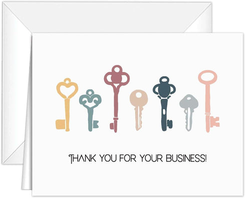 SBLABELS House Key Thank You For Your Business Cards / 50 Home