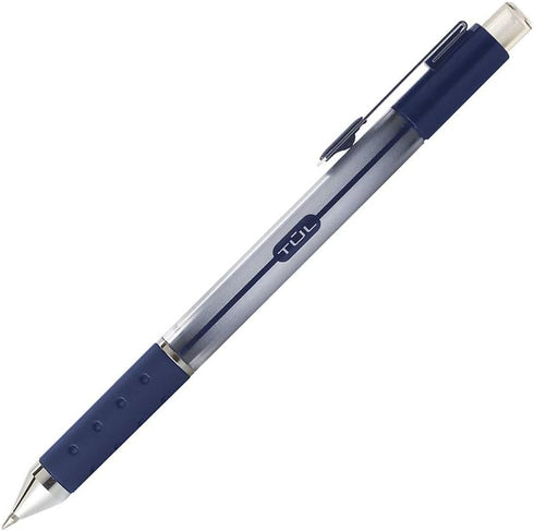 TUL Gel Pens, Retractable, Fine Point, 0.5 mm, Gray Barrel, Blue Ink, Pack of 12