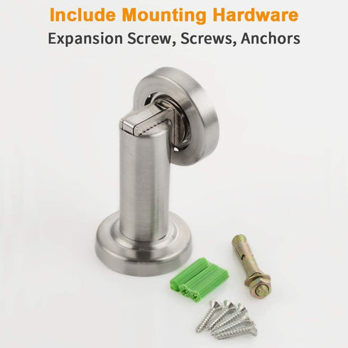 Magnetic Door Stopper, Heavy Duty Metal Door Holder with Magnet, Wall or Floor Mount, Brushed Nickel for Home Office