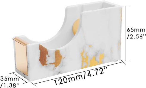 Gold Marble Tape Dispenser Desk Adhesive Tape Holder 1" Metal Weighted Core Desktop Tape Cutter with Non-Skid Pad for Office Home School Supplies by MEI YI TIAN