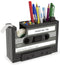 Tape Dispenser with Pen Holder - Retro Cassette Heat Tape Dispenser, Cute Roll Holder with Paperclips for Office Storage