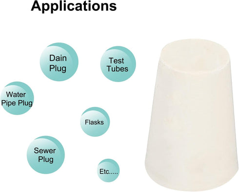 MECCANIXITY 24 Pieces Solid White Rubber Tapered Plug 11mm to 15mm for Test Tubes Bungs Stopper, Lab Home