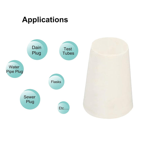 MECCANIXITY Rubber Tapered Plug, 11mm to 15mm Solid Test Tubes Bungs Stopper, White, 12 Pieces for Lab Home