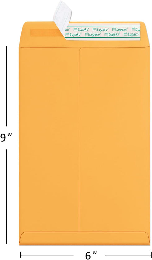 Eupako Catalog Envelopes - 6x9 Small Brown Self Seal Envelopes, 250 Pack for Mailing, Organizing, Storage