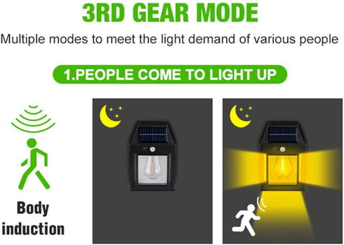 IP65 Surakey Solar Wall Lanterns Outdoor, Wireless Dusk to Dawn Lantern Motion Sensor LED Sconce Lights Waterproof