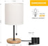 16 Inches (HT-AD005) HAITRAL Bedside Table Lamp - Modern Nightstand Lamp with Linen Fabric Shade Wooden Desk Lamps