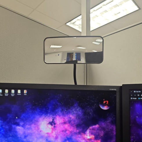 (6.69" 2.95", Ampper Glass Clip On Security Mirror, Flexible Convex Cubicle Mirror for Personal Safety and Security
