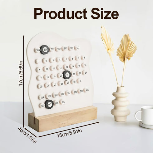 Mulaibdin Desktop Perpetual Calendar, Reusable Block Calendar for Desk, Modern Ring Date Calendar, Record Cute Decor