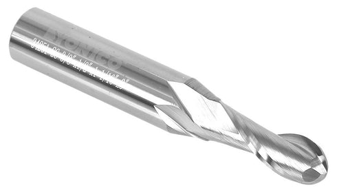 Yonico Carbide Ball Nose End Mill CNC Router Bits - 2 Flute Spiral, 3/8-Inch Dia., 1/2-Inch Shank 34251-SC