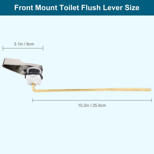 Hygie Rinse Universal Toilet Handle Replacement, Brushed Nickel Front Mount Trip Lever Repair Kit with Flapper