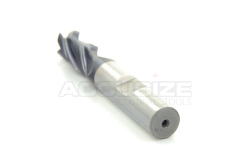 Accusize 3/8'' M42 8% Cobalt Tialn Roughing End Mill, 3/8'' Shk Dia, 3/4'' Flute Length, 4 Flute, 1104-0038