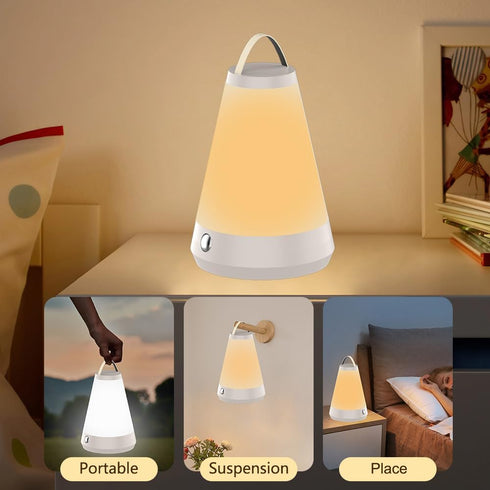 Invaxing 3 8 Dimmable Portable Touch Night Light Lamp for Bedside, Bedroom, Table, Nursing Room, Colors Brightness
