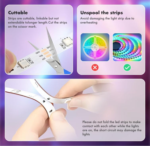 TFZBA 50FT, Smart IC RGB LED Strip Lights Segmented DIY Color Changing, Rainbow Chasing Effects, WiFi App/Voice