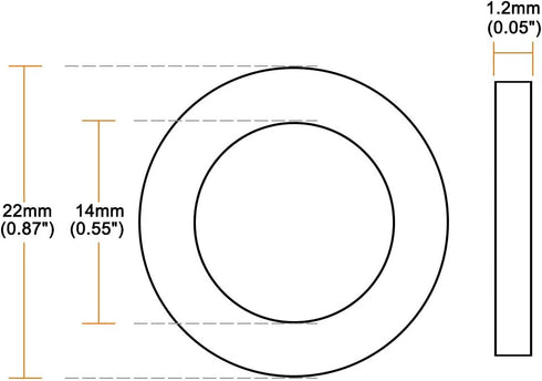 uxcell Nylon Flat Washers M14, 22mm OD, 14mm ID, 1.2mm Thickness, Sealing Gasket for Faucet Pipe Water Hose, Clear,