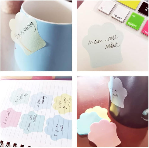 Transparent Sticky Notes for Women, Cute Colorful Paw Print, See Through Sticky Notes, Set 6 Pack