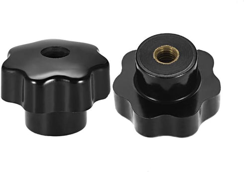 uxcell 2pcs Star Knobs M10 Metric Female Thread, 39mm 7-Point Star Plastic Head, Black