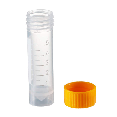 Eowpower 50pcs 5ml Flat Bottom Plastic Graduated Vial Storage Container Test Tubes with Screw Caps