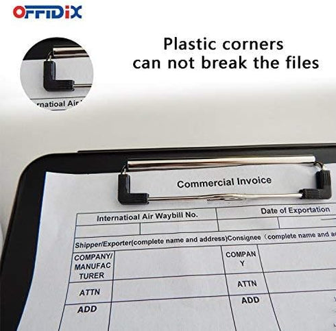 OFFIDIX A4 Plastic Folder Clipboard - Foldover Clipboard for School, Home, and Office (Black)